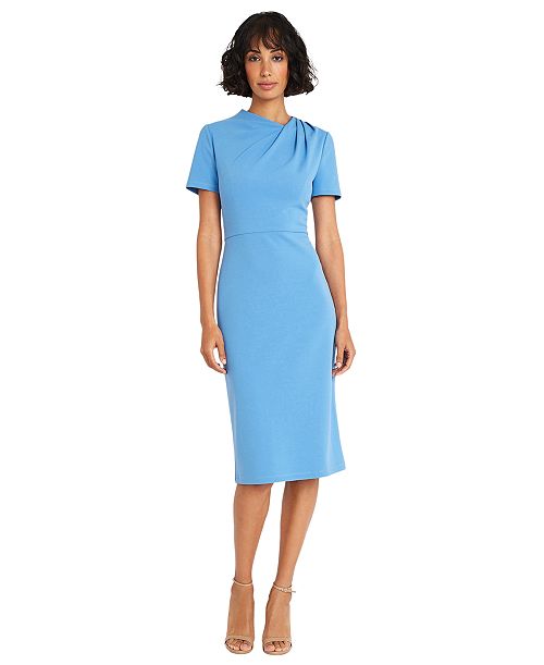 Maggy London Women's Shirred-Shoulder Sheath Dress Women's Fashion Shoes & Accessories