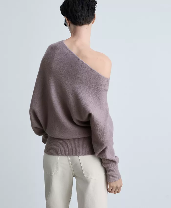 MANGO Women's Asymmetrical Wool Blend Sweater Women's Fashion Shoes & Accessories