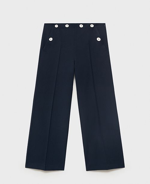 MANGO Women's Contrasting Button Detail Straight Pants Women's Fashion Shoes & Accessories