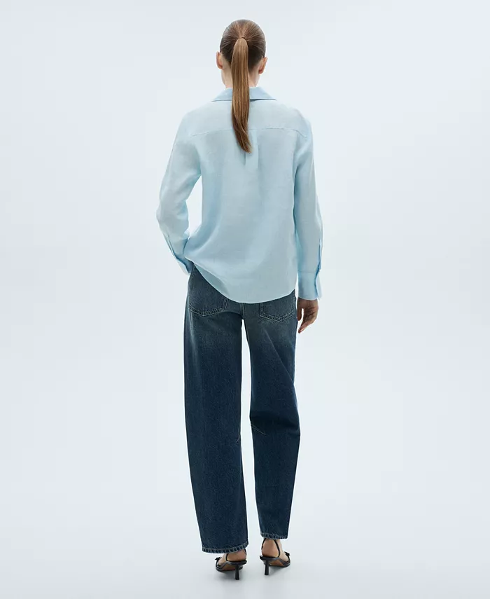 MANGO Women's Regular-Fit Linen Shirt Women's Fashion Shoes & Accessories