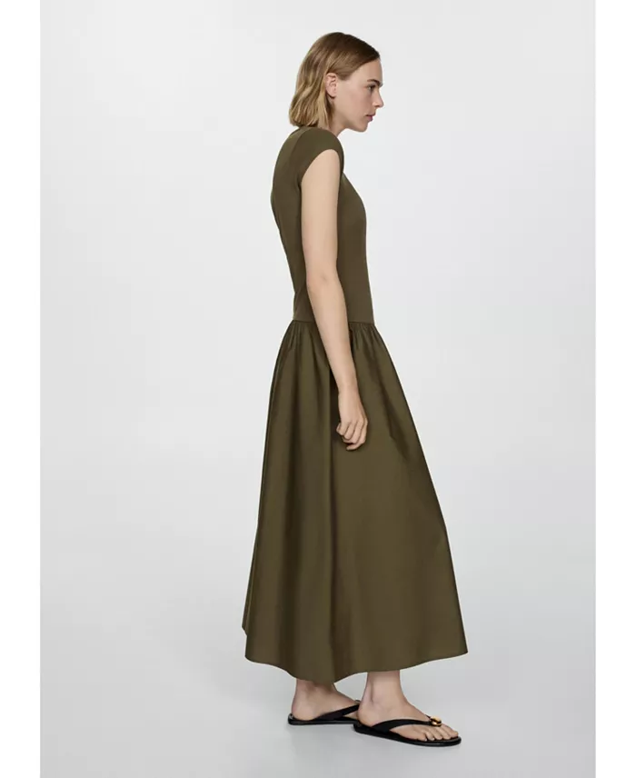 MANGO Women's Ruffled Hem Flared Dress Women's Fashion Shoes & Accessories