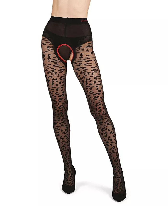 MeMoi Women's Born To Be Wild Leopard Crotchless Sheer Pantyhose Women's Fashion Shoes & Accessories