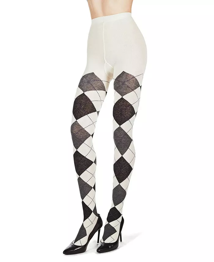 MeMoi Women's Textured Argyle Patterned Sweater Tights Women's Fashion Shoes & Accessories