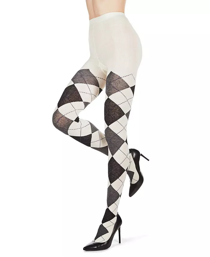 MeMoi Women's Textured Argyle Patterned Sweater Tights Women's Fashion Shoes & Accessories