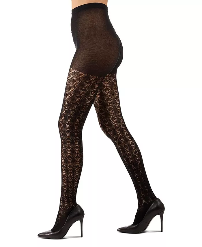 MeMoi Women's Textured Cotton Rich Inverted Crochet Fashion Tights MTF08952 Women's Fashion Shoes & Accessories