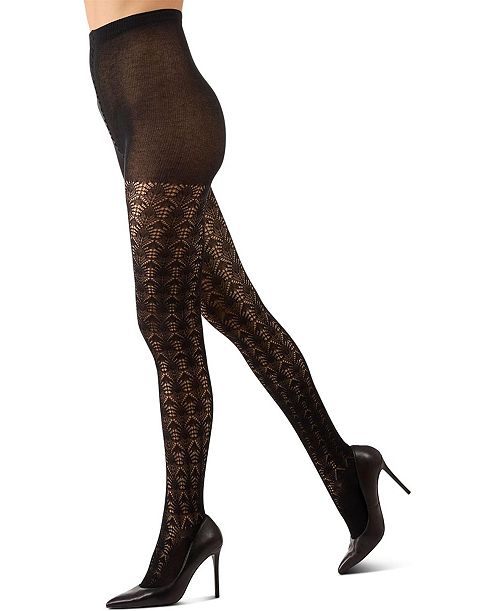 MeMoi Women's Textured Cotton Rich inverted Crochet Fashion Tights MTF08952 Women's Fashion Shoes & Accessories