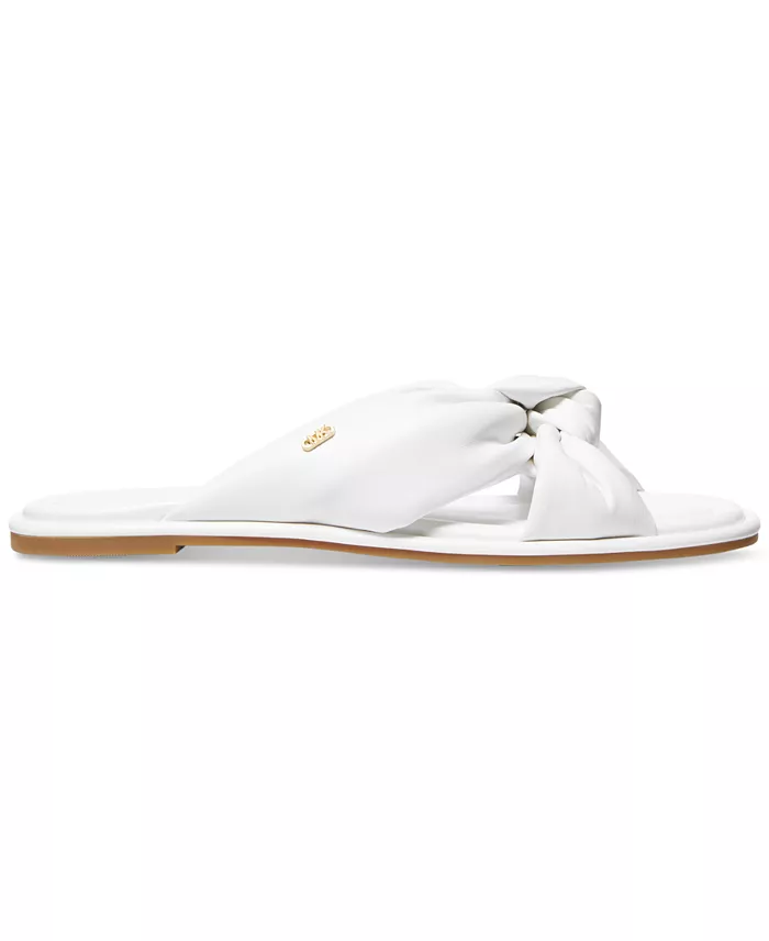 MICHAEL Michael Kors Knotted Slide Casual Leather Sandals Women's Fashion Shoes & Accessories