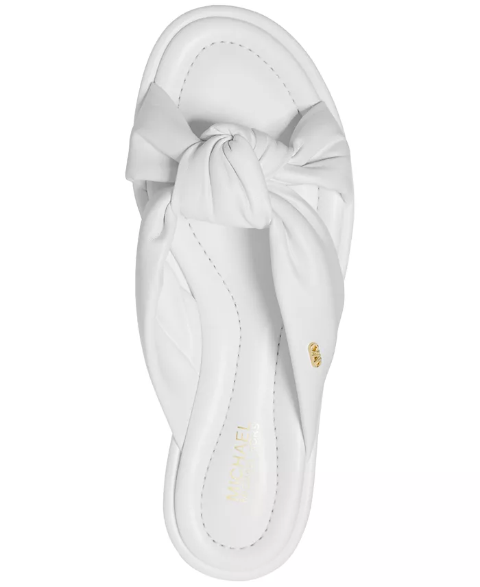 MICHAEL Michael Kors Knotted Slide Casual Leather Sandals Women's Fashion Shoes & Accessories
