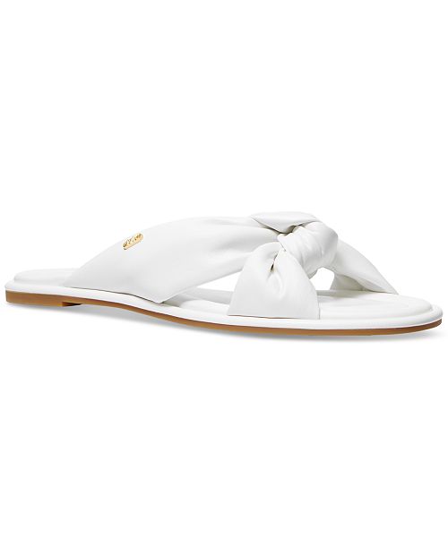 MICHAEL Michael Kors Knotted Slide Casual Leather Sandals Women's Fashion Shoes & Accessories
