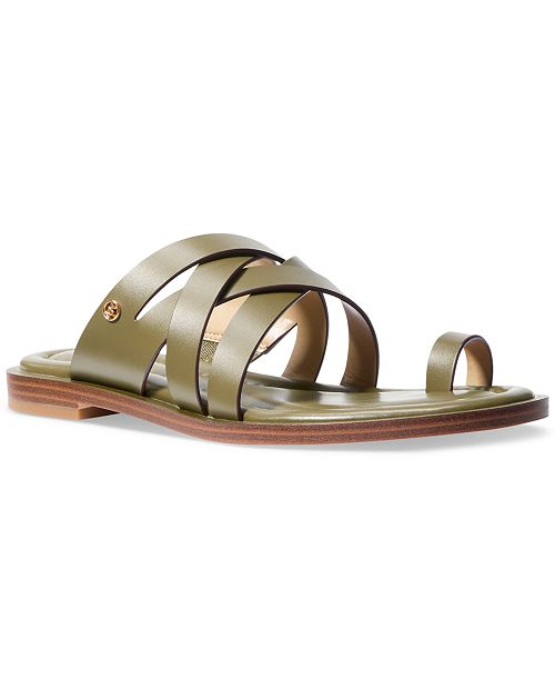 MICHAEL Michael Kors Nora Toe Ring Leather Sandals Women's Fashion Shoes & Accessories