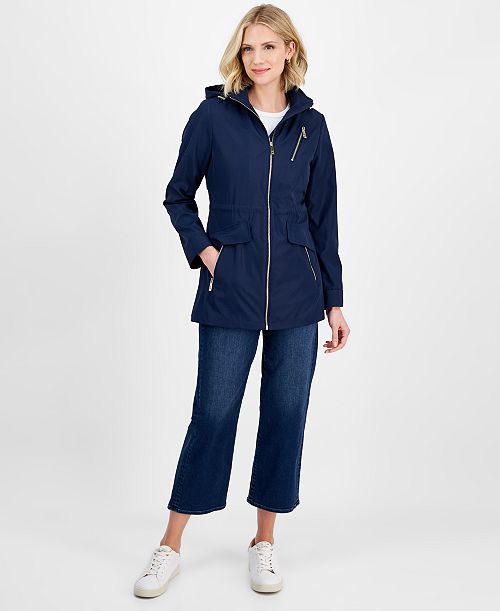 MICHAEL Michael Kors Women's Hooded Water-Resistant Anorak Coat Women's Fashion Shoes & Accessories