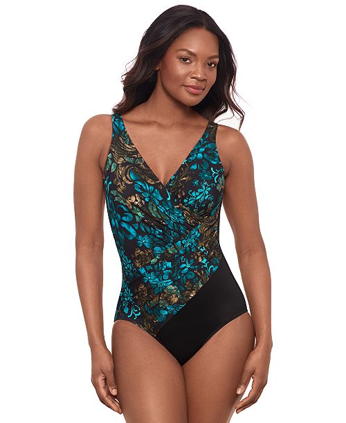 Miraclesuit Women's Flor De Mare Oceanus Tummy-Control One-Piece Swimsuit Women's Fashion Shoes & Accessories