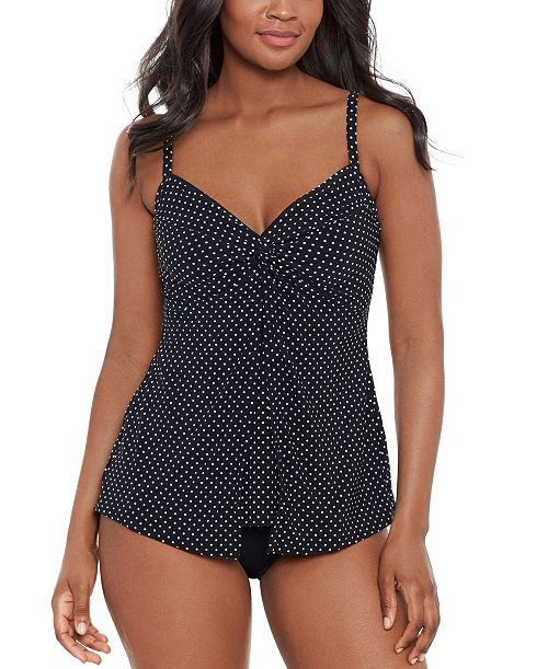 Miraclesuit Women's Pin Point DD Loveknot Tankini Swimsuit Top Women's Fashion Shoes & Accessories