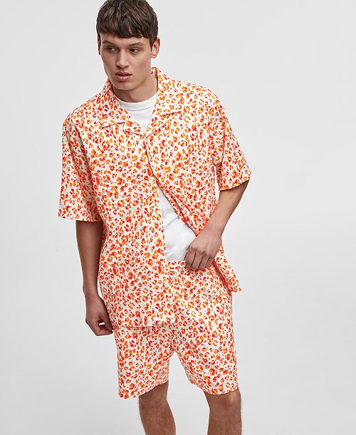 Mode of One Men's Leopard Spots Short-Sleeve Button-Front Camp Shirt Exclusively at Macy's Men's Fashion & Accessories