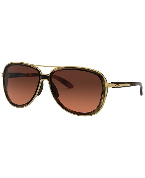 Oakley Women's Polarized Sunglasses OO4129 Split Time 58 Women's Fashion Shoes & Accessories