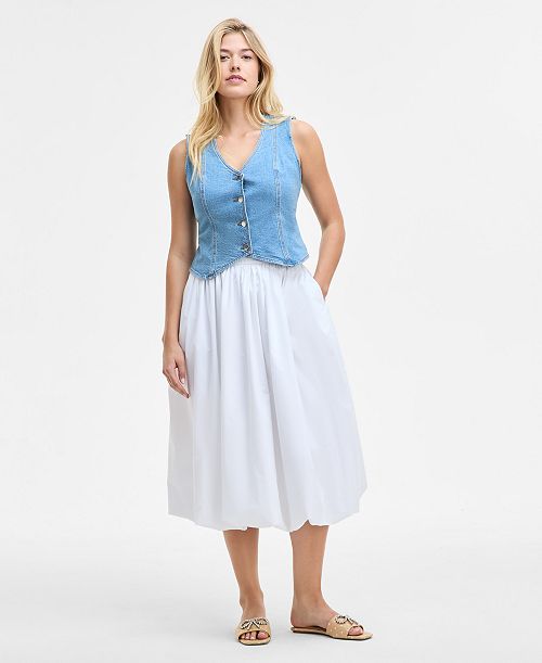 On 34th Women's Bubble-Hem Midi Skirt Exclusively at Macy's Women's Fashion Shoes & Accessories