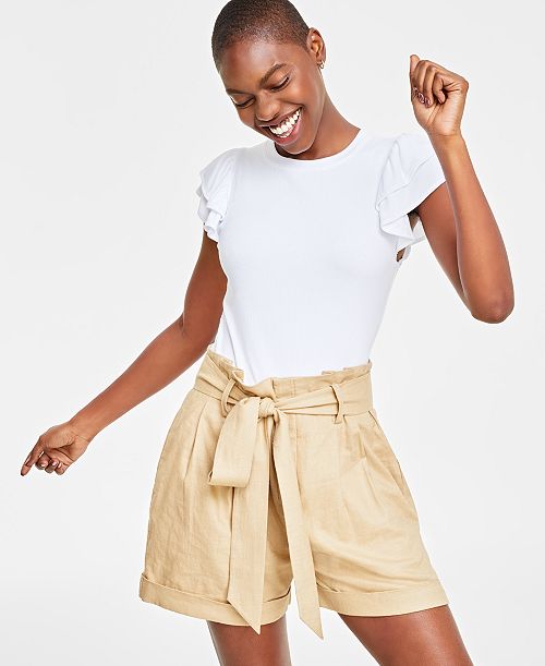 On 34th Women's Flutter-Sleeve Ribbed Top Created for Macy's Women's Fashion Shoes & Accessories