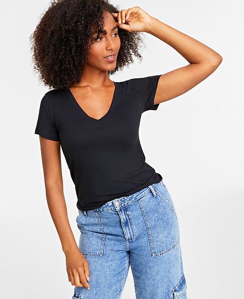 On 34th Women's Modal V-Neck T-Shirt Created for Macy's Women's Fashion Shoes & Accessories