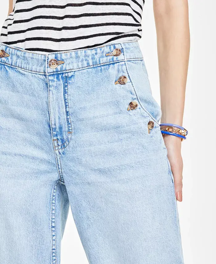 On 34th Women's Sailor High-Rise Wide-Leg Jeans Regular & Short Created For Macy's Women's Fashion Shoes & Accessories