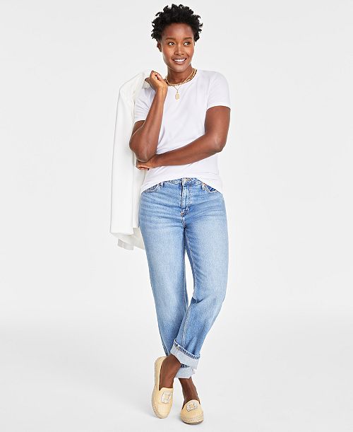 On 34th Women's Short-Sleeve Crewneck Modal T-Shirt Created for Macy's Women's Fashion Shoes & Accessories