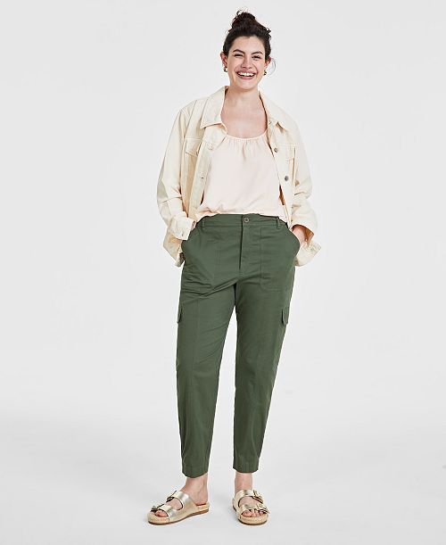 On 34th Women's Tapered Ankle-Length Cargo Pants Created For Macy's Women's Fashion Shoes & Accessories