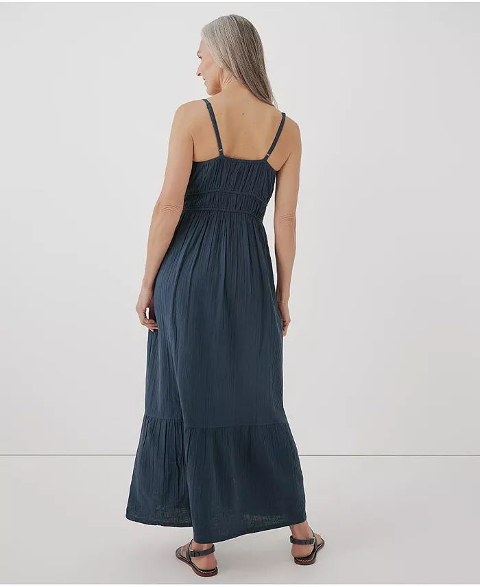Pact Women's Organic Cotton Coastal Double Gauze Cami Maxi Dress Women's Fashion Shoes & Accessories