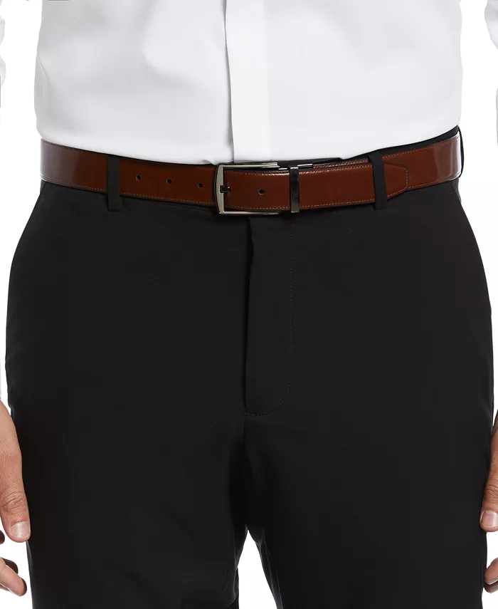 Perry Ellis Portfolio Men's Reversible Feather Stitch-Edge Belt Men's Fashion & Accessories