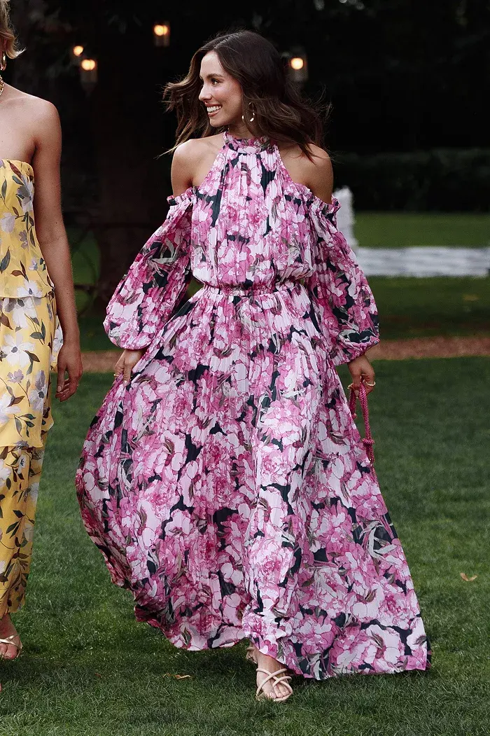 Petal And Pup Women's Hilary Pleated Maxi Dress Women's Fashion Shoes & Accessories