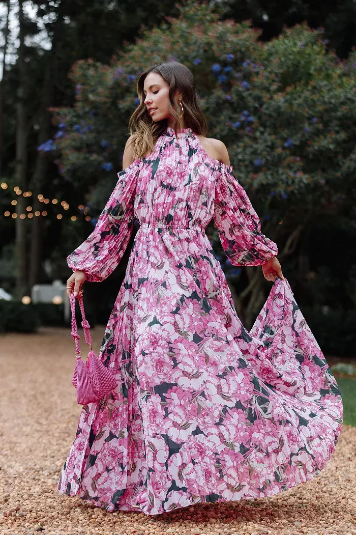 Petal And Pup Women's Hilary Pleated Maxi Dress Women's Fashion Shoes & Accessories