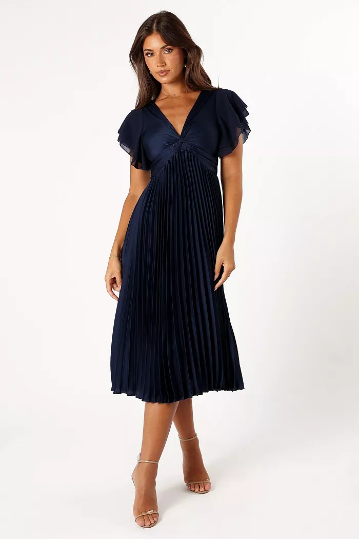 Petal And Pup Women's Nova Flutter Sleeve Midi Dress Women's Fashion Shoes & Accessories