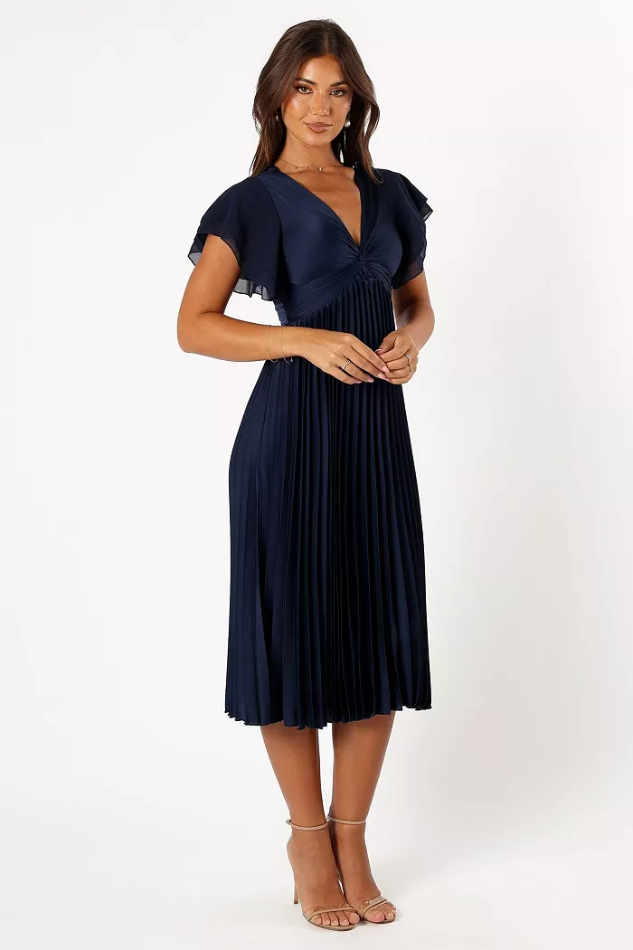 Petal And Pup Women's Nova Flutter Sleeve Midi Dress Women's Fashion Shoes & Accessories