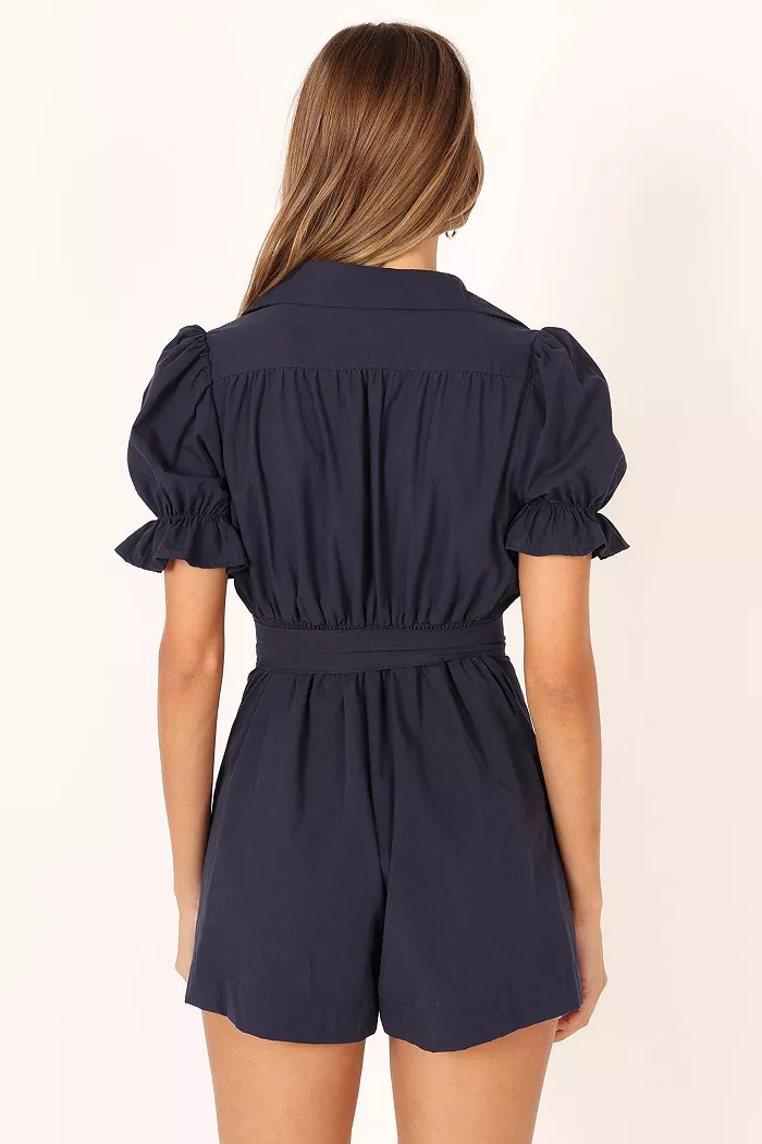 Petal And Pup Women's Riley Waist Tie Romper Women's Fashion Shoes & Accessories