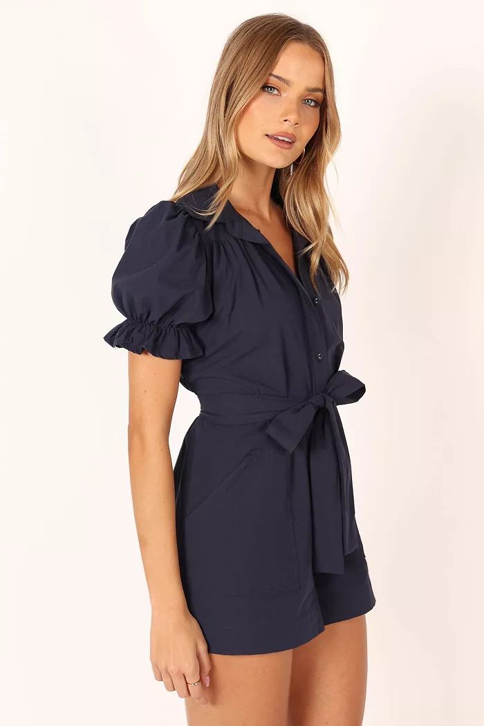 Petal And Pup Women's Riley Waist Tie Romper Women's Fashion Shoes & Accessories