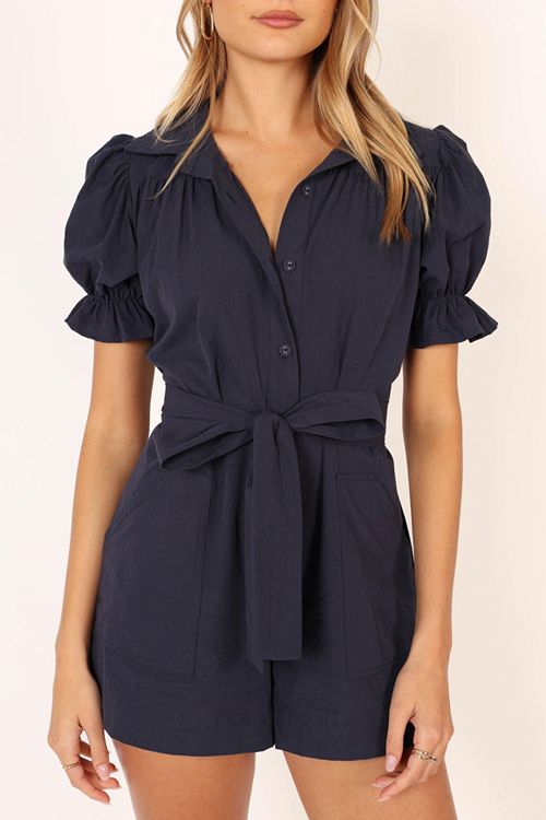Petal and Pup Women's Riley Waist Tie Romper Women's Fashion Shoes & Accessories