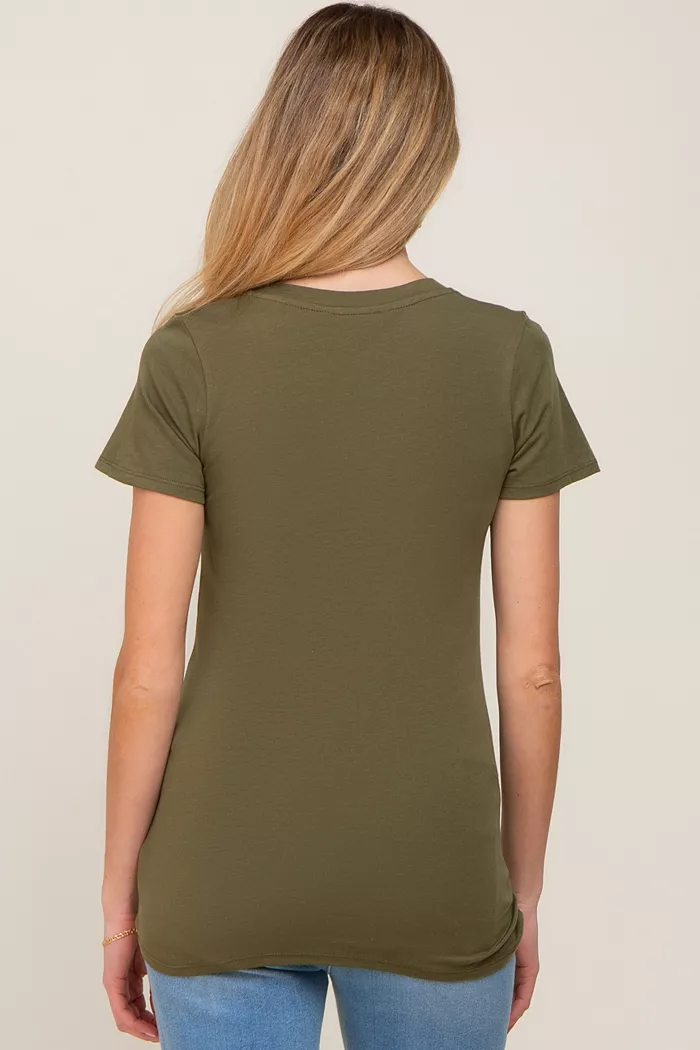 Pinkblush Maternity Black Basic Crew Neck Tee Women's Fashion Shoes & Accessories