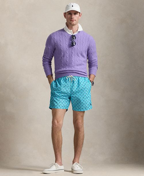Polo Ralph Lauren Men's 5.75-Inch Traveler Classic Printed Swim Trunks Men's Fashion & Accessories