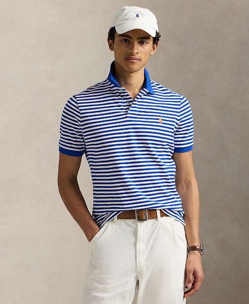 Polo Ralph Lauren Men's Classic-Fit Striped Mesh Polo Shirt Men's Fashion & Accessories