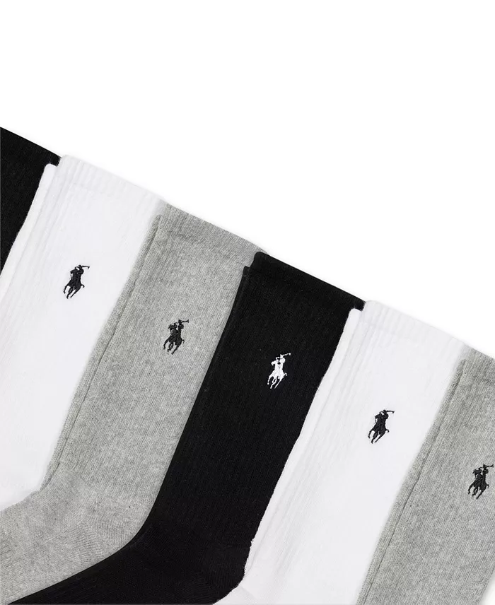 Polo Ralph Lauren Women's 6-Pk. Cushion Crew Socks Women's Fashion Shoes & Accessories