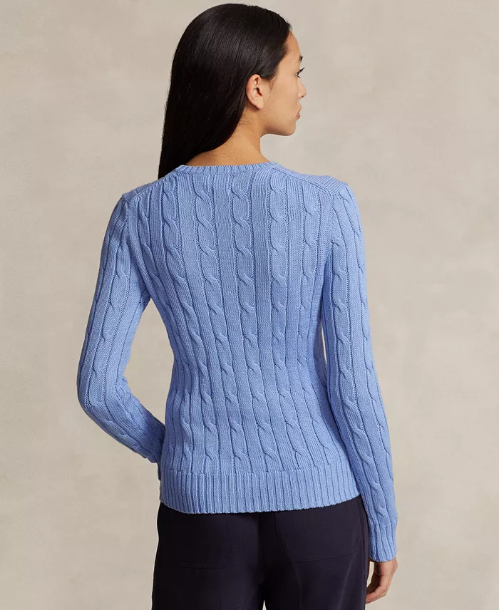 Polo Ralph Lauren Women's Cable-Knit Cotton Crewneck Sweater Women's Fashion Shoes & Accessories