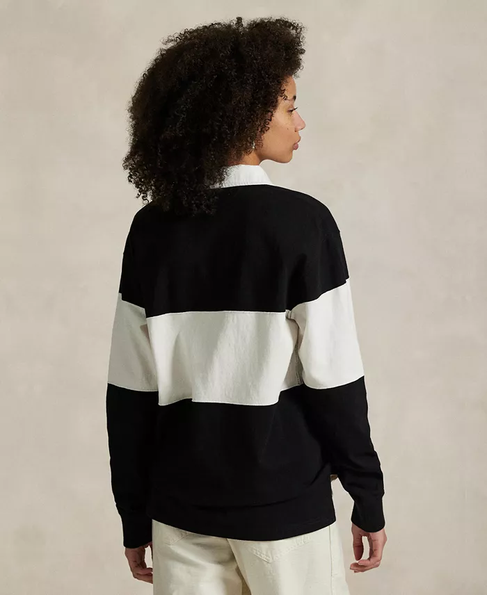 Polo Ralph Lauren Women's Color-Blocked Cotton Jersey Rugby Shirt Women's Fashion Shoes & Accessories
