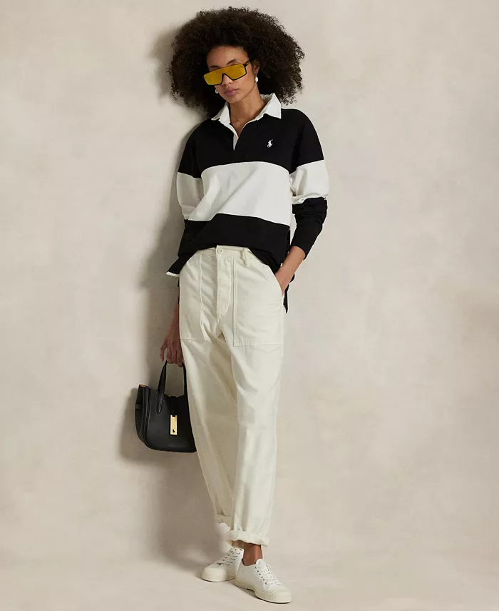 Polo Ralph Lauren Women's Color-Blocked Cotton Jersey Rugby Shirt Women's Fashion Shoes & Accessories