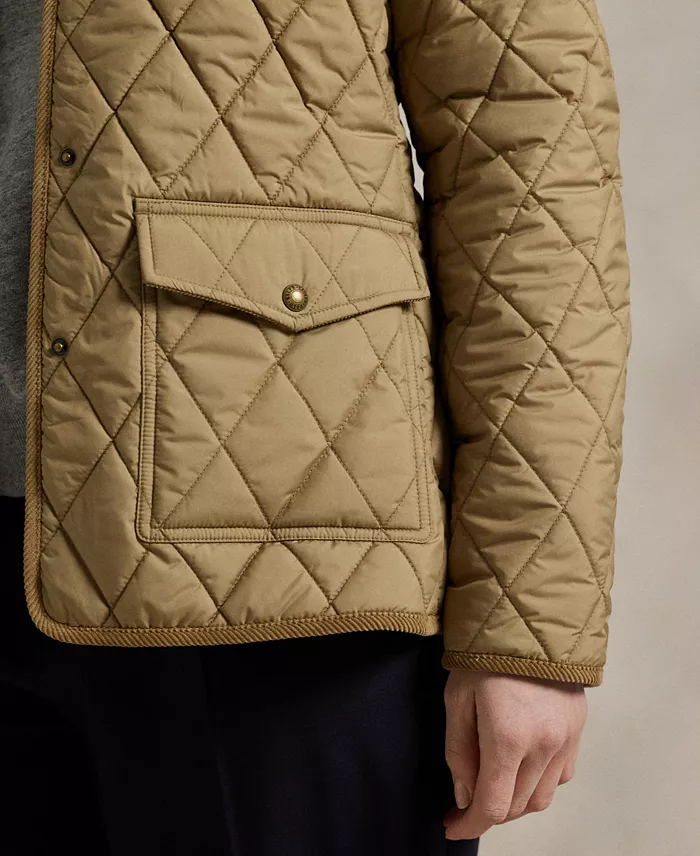 Polo Ralph Lauren Women's Corduroy-Trim Quilted Barn Jacket Women's Fashion Shoes & Accessories