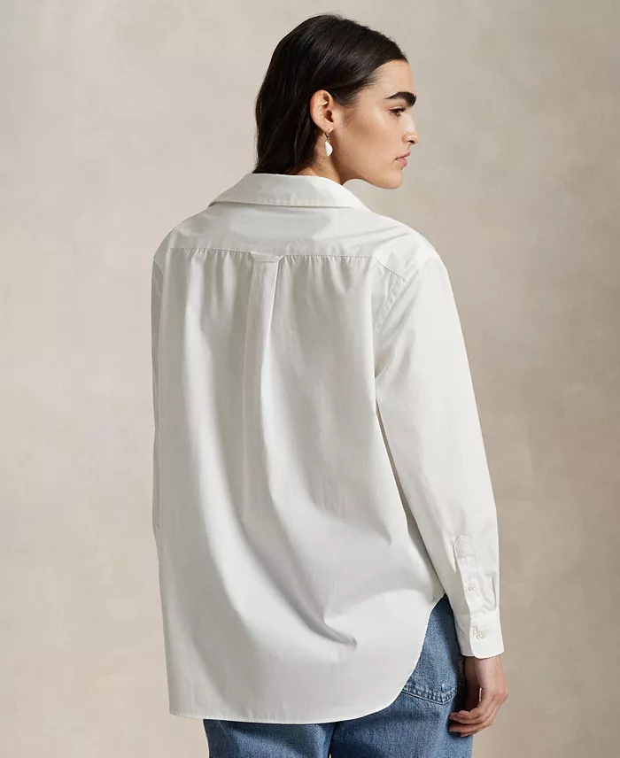 Polo Ralph Lauren Women's Cotton Woven Oversize Shirt Women's Fashion Shoes & Accessories