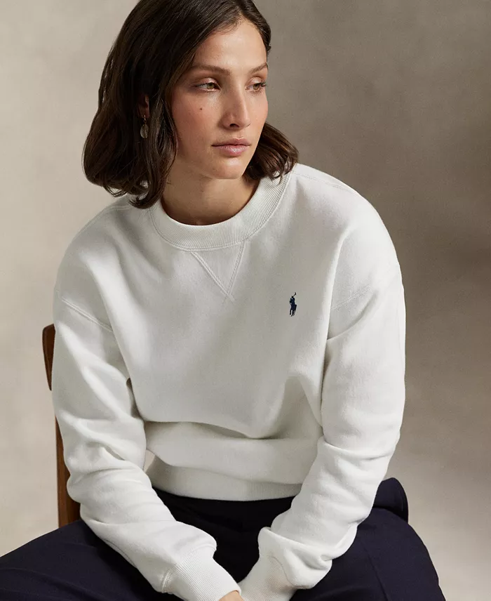 Polo Ralph Lauren Women's Fleece Crewneck Sweatshirt Women's Fashion Shoes & Accessories