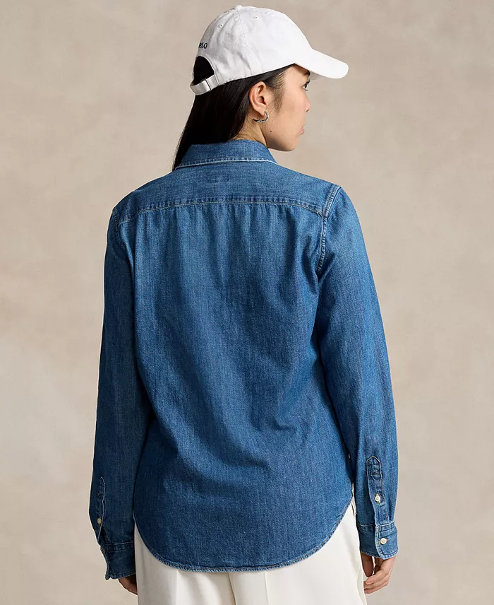 Polo Ralph Lauren Women's Slim-Fit Denim Shirt Women's Fashion Shoes & Accessories