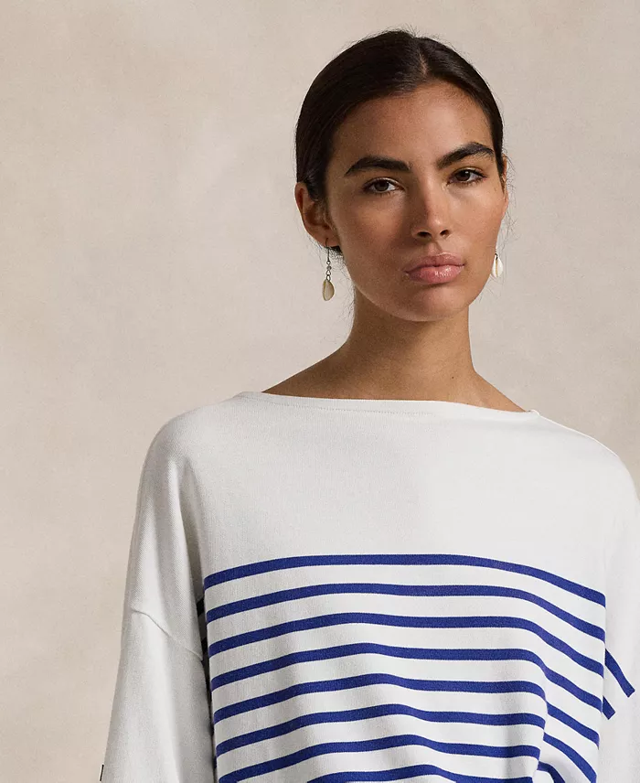 Polo Ralph Lauren Women's Striped Boatneck Mariner Tee Women's Fashion Shoes & Accessories