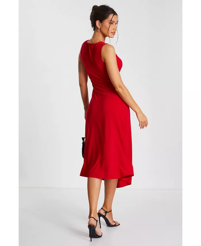 QUIZ Women's ITY Ruched Detail Midi Dress Women's Fashion Shoes & Accessories