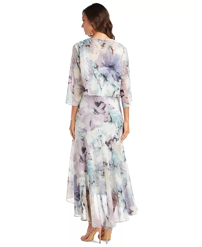R & M Richards Women's Printed Sleeveless Midi Dress & Cropped Jacket Women's Fashion Shoes & Accessories