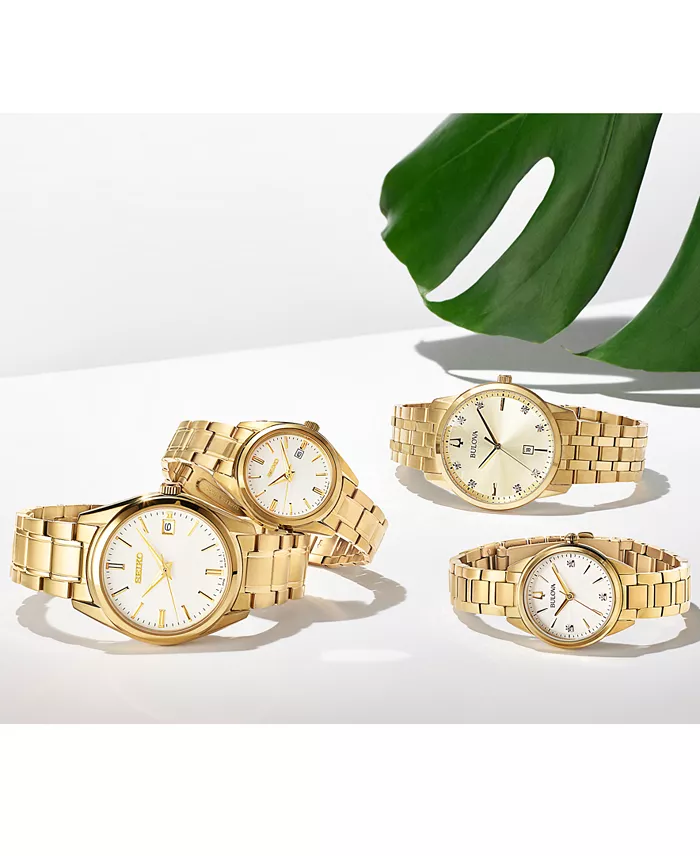 Seiko Women's Essentials Gold-Tone Stainless Steel Bracelet Watch 29.8mm Jewelry & Watches
