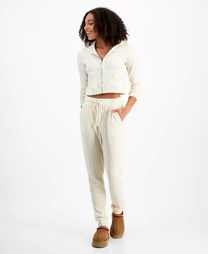 Self Esteem Zippered Hoodie & Ribbed Jogger Pants Juniors'